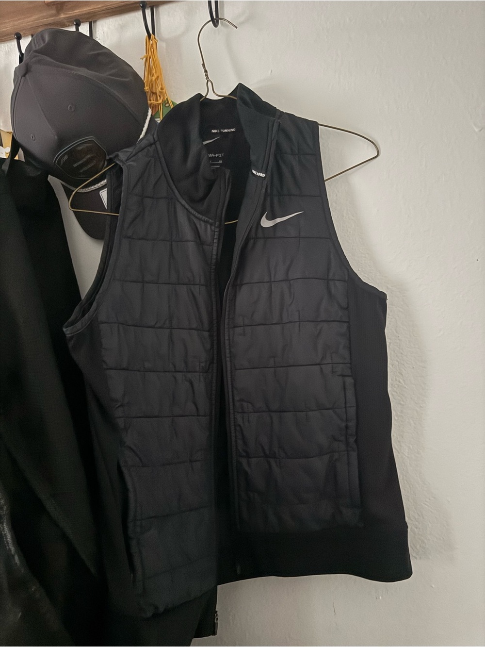 Nike Black Quilted Sleeveless Vest with Swoosh